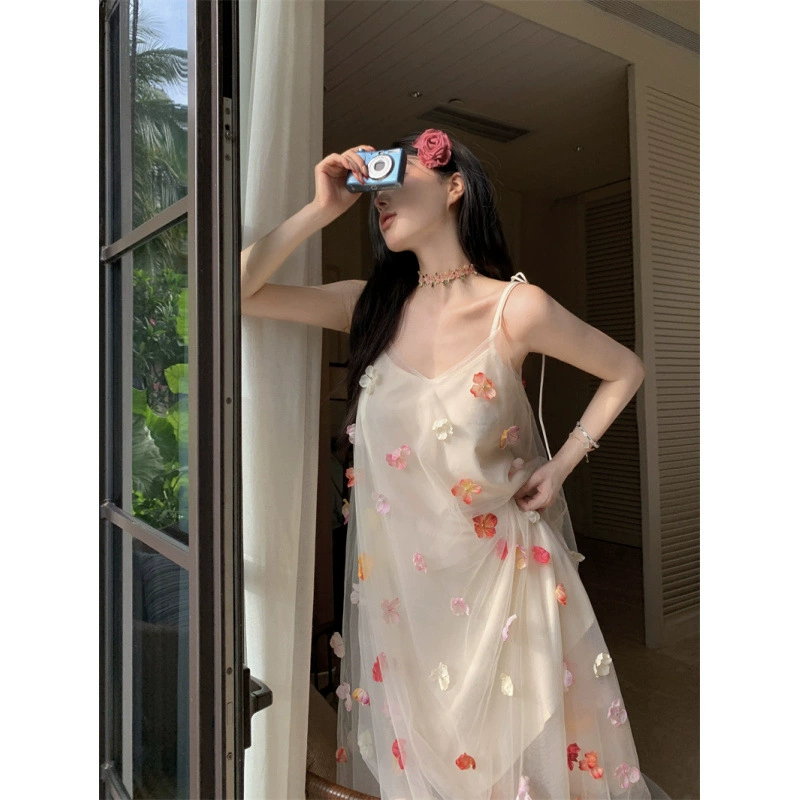 Three dimensional dress, skirt, flowered