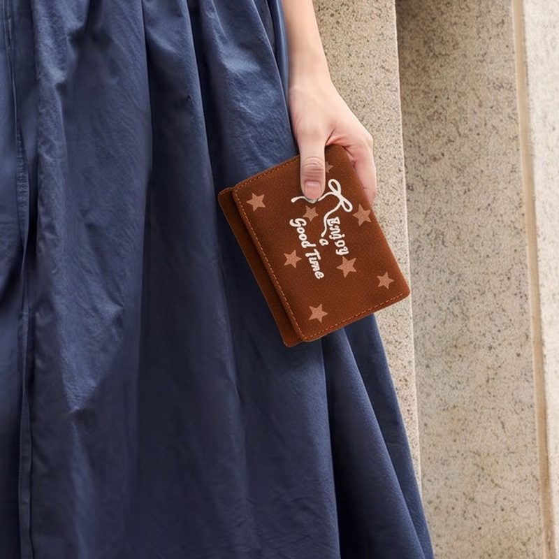 Best-selling suede bow small wallet in Southeast Asia, lightweight, compact, multi-card slot card holder, versatile short style 70% off wallet