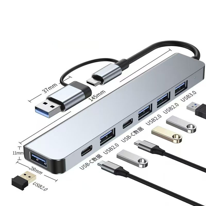 双頭セブンインワン拡張ドック USB3.0 ハブ拡張ドック多機能 TYPE-C ハブ 2 ～ 7 ライン|undefined