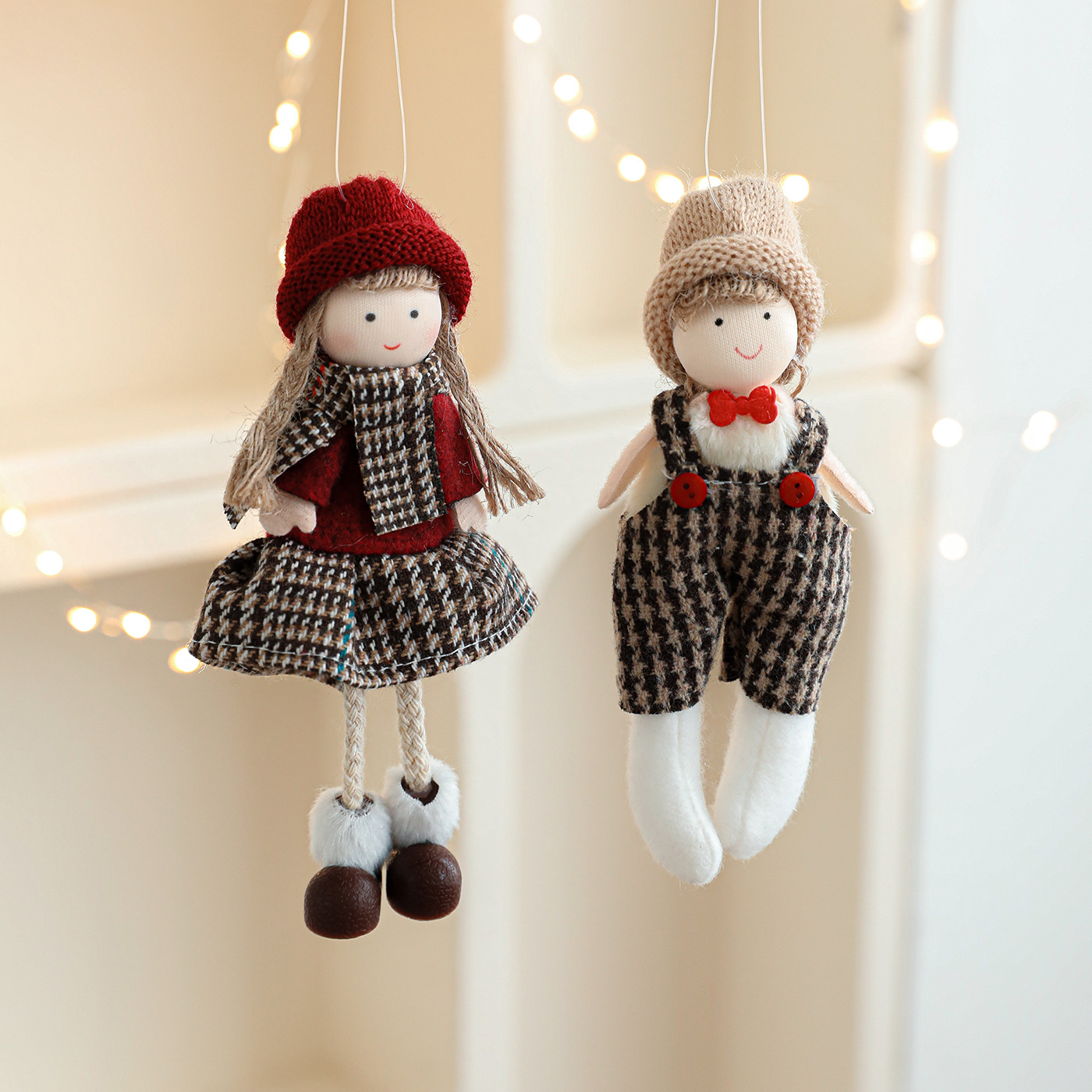 Nuevo lindo colgante gorra redonda niña niño decoración de Navidad muñeca de peluche coche colgar muñeca colgante árbol de Navidad