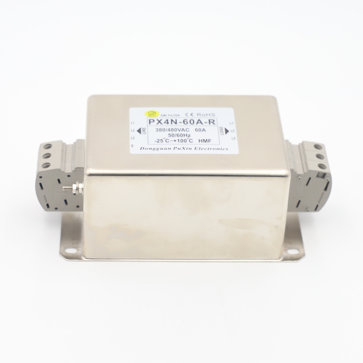 普鑫三相电源滤波器三相三线60A端子台接线自主研发生产东莞直销