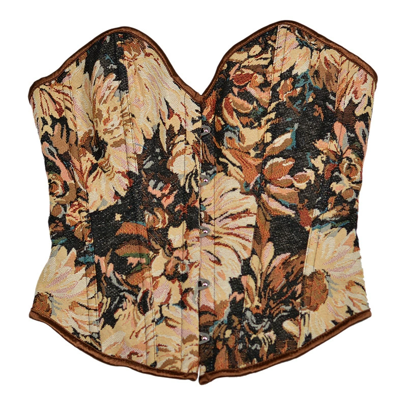 Бюстгальтер-топ shapewear, 5 пряжек 30 см спереди, жаккард с флористическим рисунком, поддержка талии