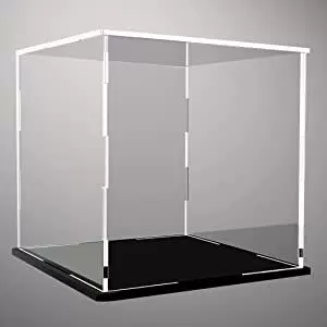 华秋亚克力亚马逊热卖手办展示柜立方体透明装饰盒子带黑色底座