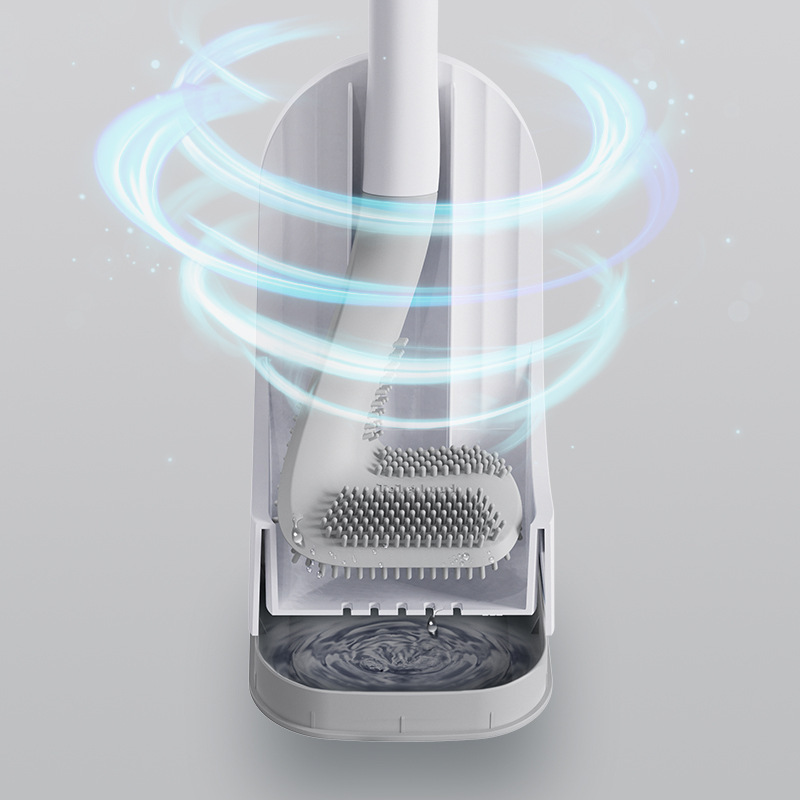 Extraíble de mango largo de silicona cepillo de inodoro cepillo de limpieza de pegamento flexible con base sin ángulo muerto cepillo de inodoro