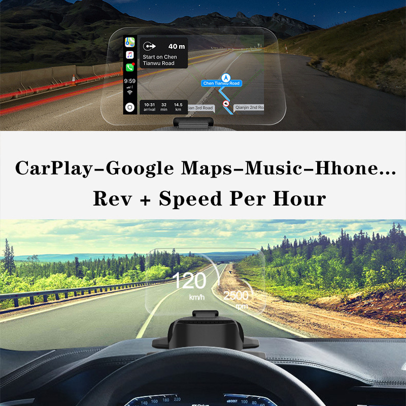 Multifunctional Smart Hud Head-Up Display Carplay Car Navigation Screen Projection Music Player Cigarette Lighter Universal