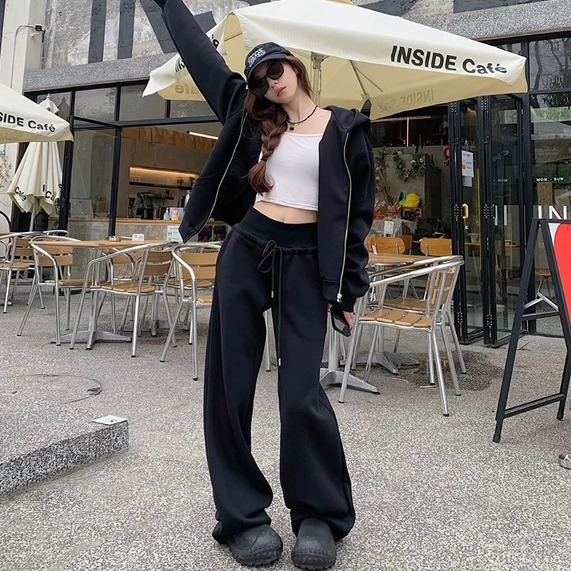 Pantalones grises de altura para mujeres extensión 165cm principios de otoño nuevo cintura alta sensación de caída casual pantalones de pierna pantalon