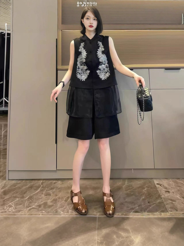 新中式国风重工刺绣网纱拼接手工串珠中长款高级感轻奢上衣|undefined