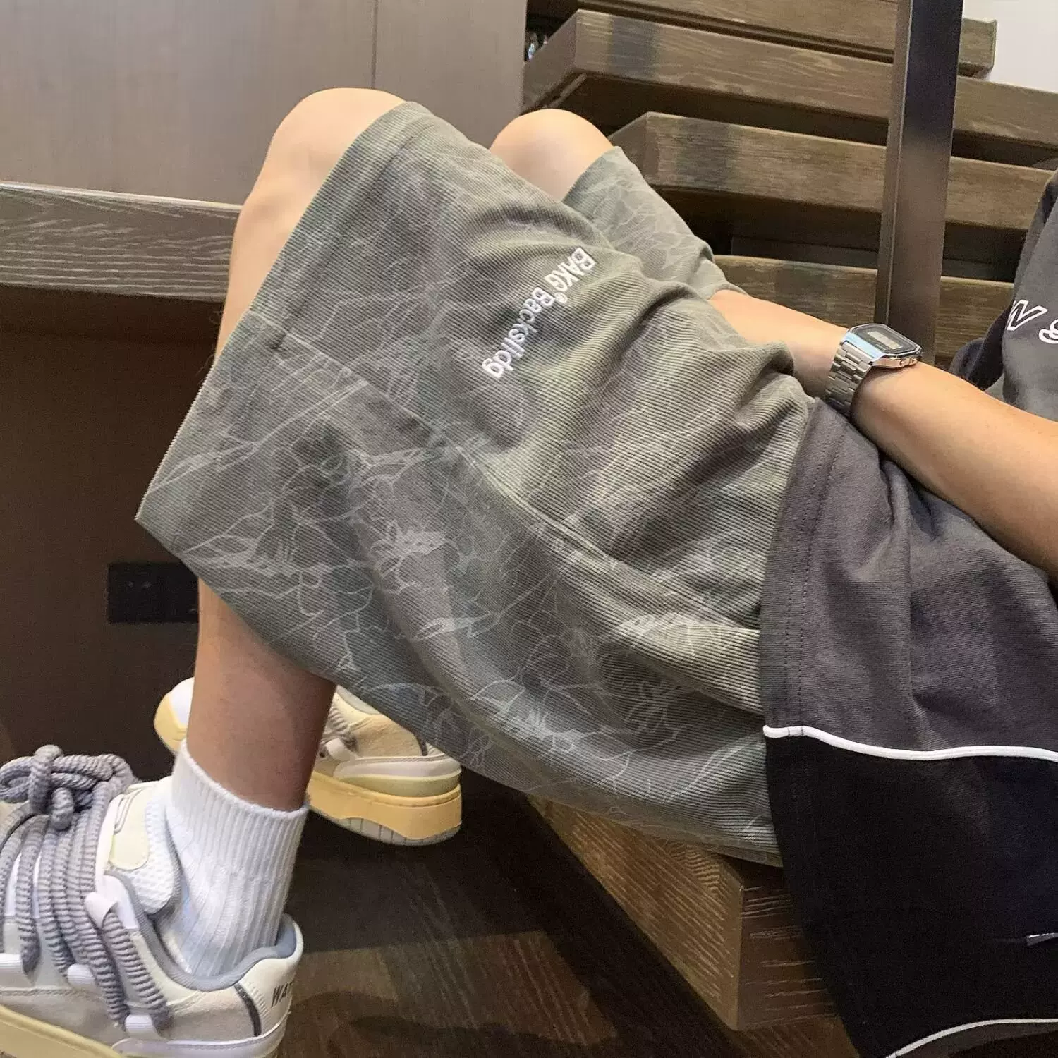 美式潮牌刺绣短裤男2025夏季新款百搭宽松学生运动休闲五分短裤子