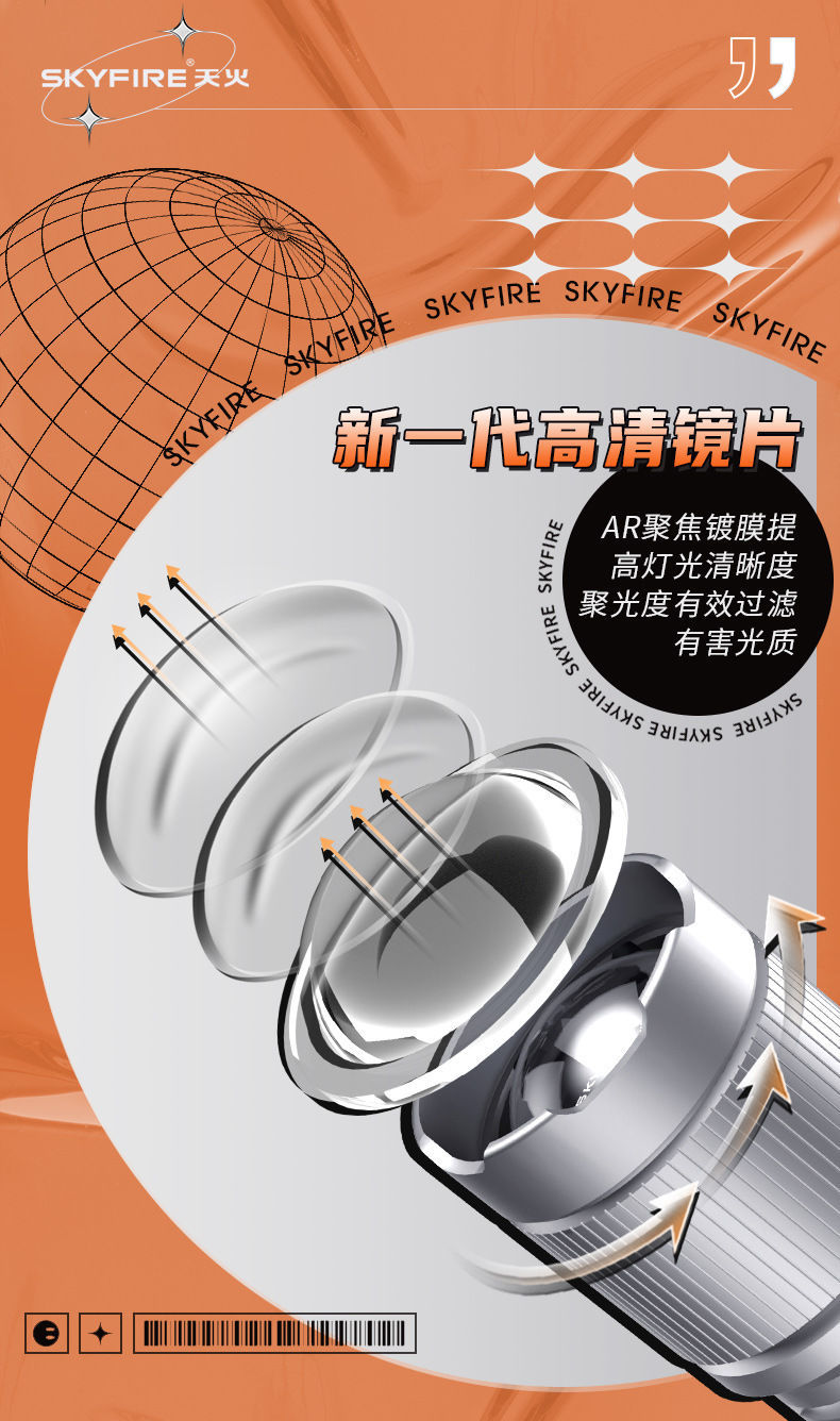 Skyfire White Laser Bright Light Ultra-Bright Flashlight Outdoor Long-Range Ultra-High Lumen High-Power Charging Convenient Xenon Lamp