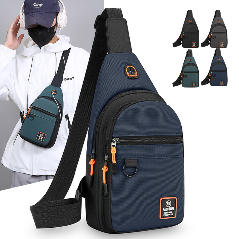 Men's Chest Bag Distinctive Fashionable Shoulder Crossbody Motorcycle Bag Large Capacity Wear-resistant Riding Waist Bag New Style commuter bag