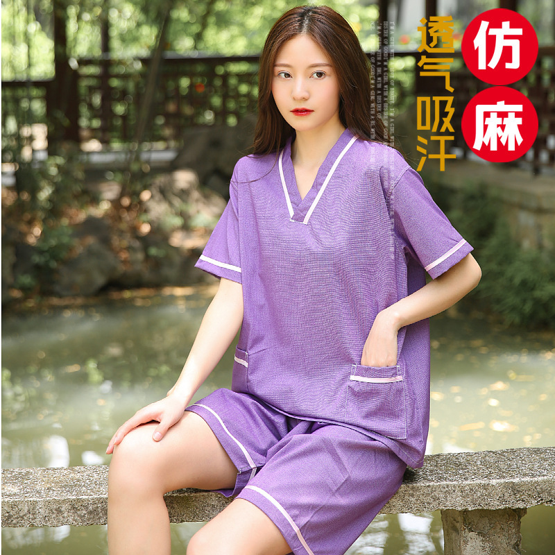 弾力米通汗蒸服浴衣男女足治療服美容服マッサージ服推油カップル|undefined