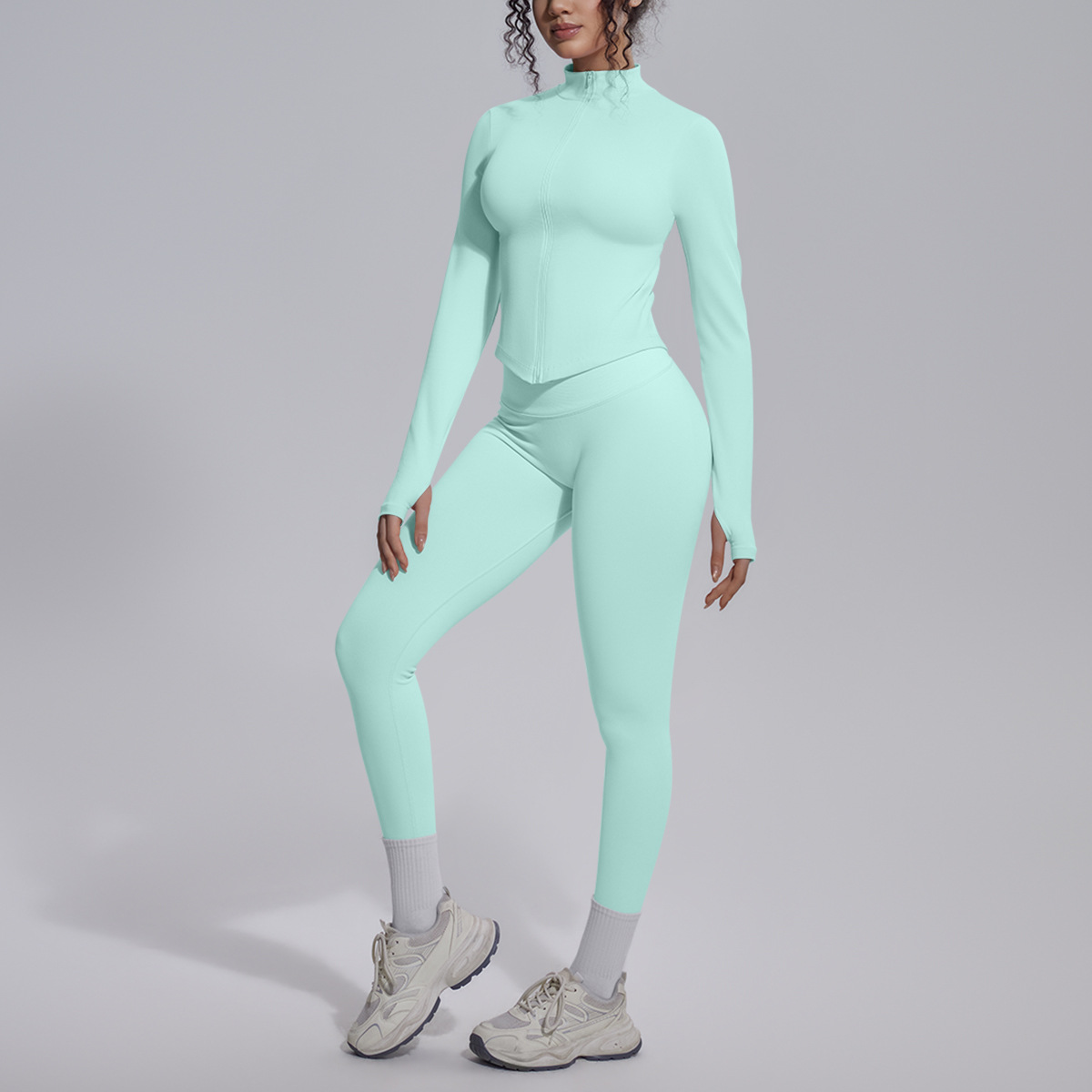 Nuevo cross-border sin costuras color sólido hermoso de espalda alta elástica ropa de entrenamiento de yoga apretada cuatro piezas juego de ejercicio ejercicio ejercicio ejercicio