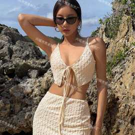 2025新款度假风性感bikini女度假套装小清新裙式分体三角裤比基尼