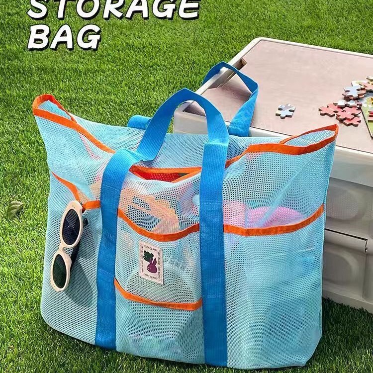 Beach Bag, Kidsren's Toy Storage Bag, Satchel Hand-Held Mommy Bag, Mesh Bag, Swimming Bag, Large Travel Seaside Equipment