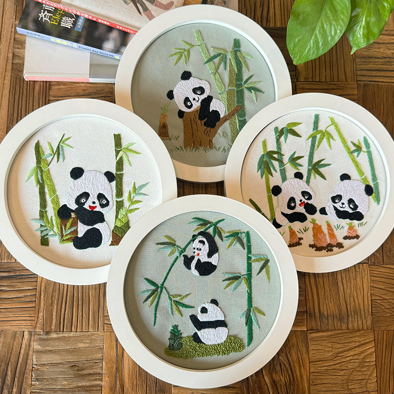 Lu bordado panda gigante bordado diy material de bordado manual Bao Guofeng bordado ramo tridimensional inglés simple cuelgue pintura