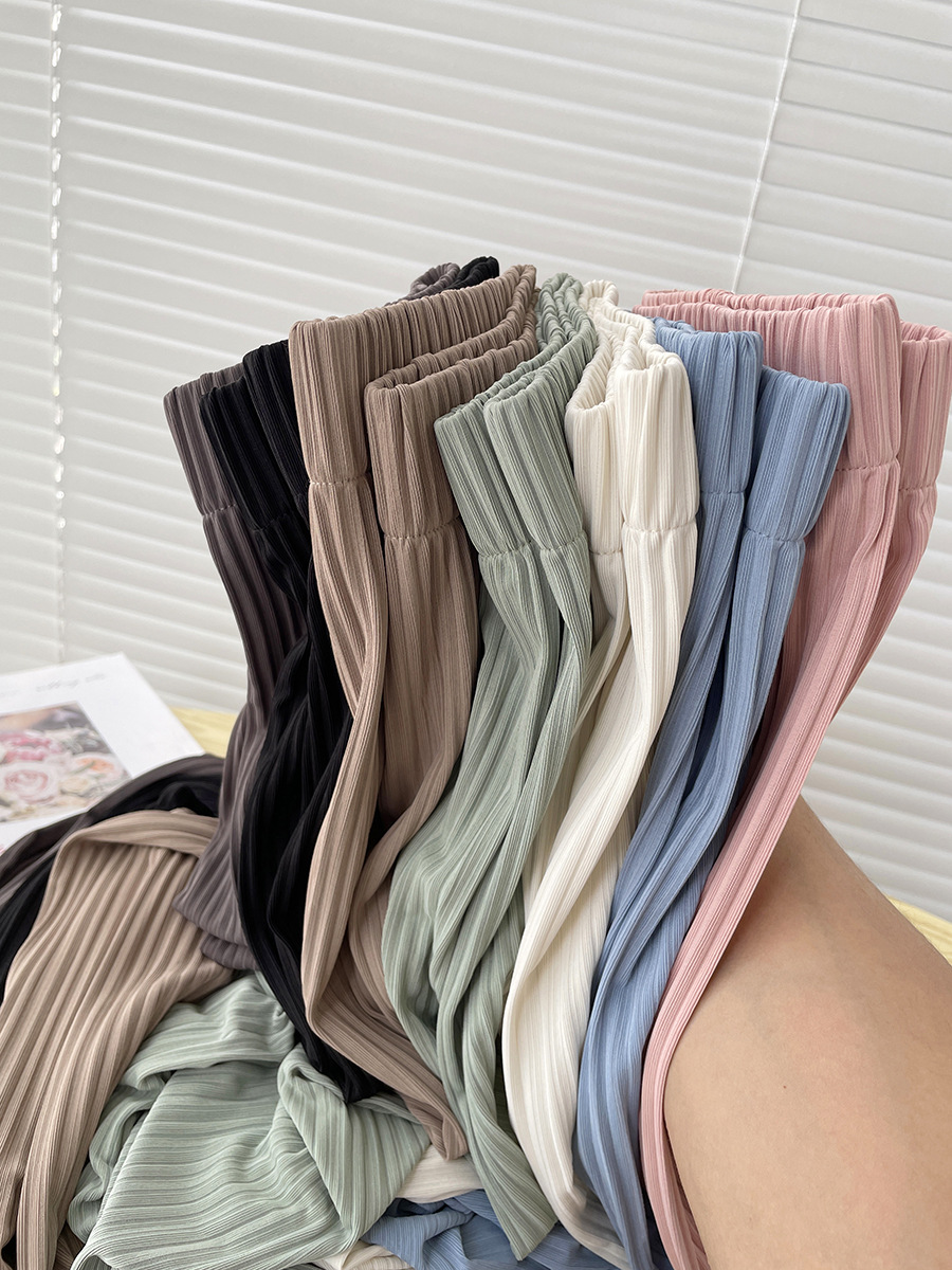 315g Weight Full Length Pants Length Spandex, Polyester Fabric Type High Waist Waist Line Casual Pants Pants Type High Elasticity Elasticity Holiday, Daily Occasion Loose Fit Type Solid Color Pattern Summer Season Women's Gender Pleated Design Simple Style Style Women's Holiday Daily Simple Style Solid Color Full Length Pleated Casual Pants 16