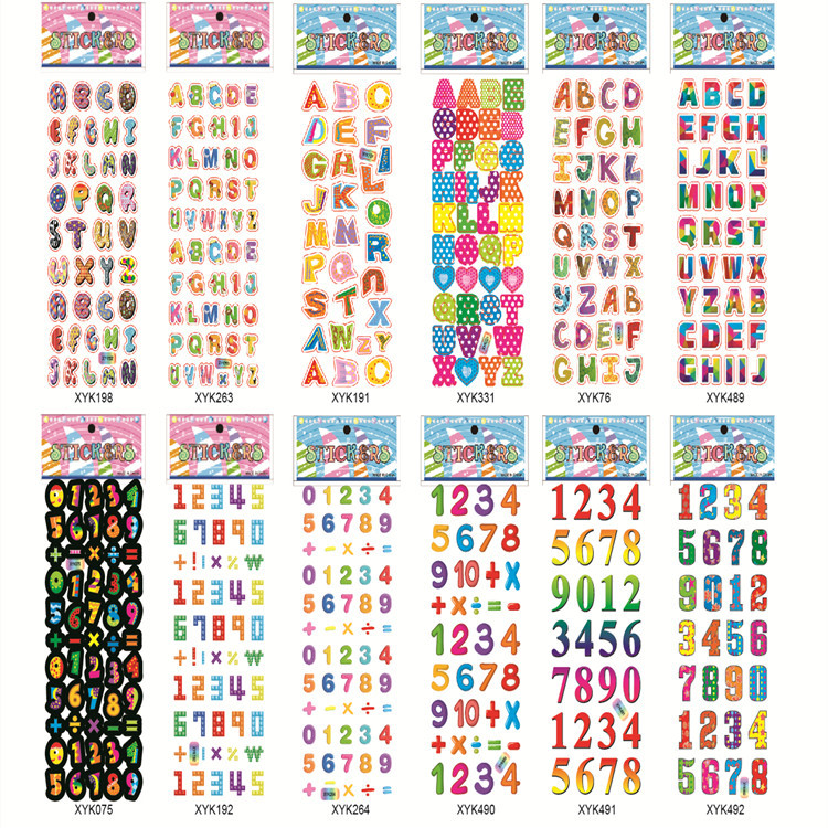 PVC贴画英文数字创意奖励贴纸手帐儿童幼儿园立体泡泡动物贴贴纸