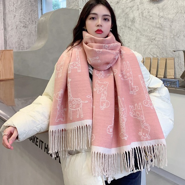 Écharpe femme en hiver, version coréenne haut de gamme, nouvel article automne hiver, écharpe en cachemire à pompon, résistante au froid_voghion.com