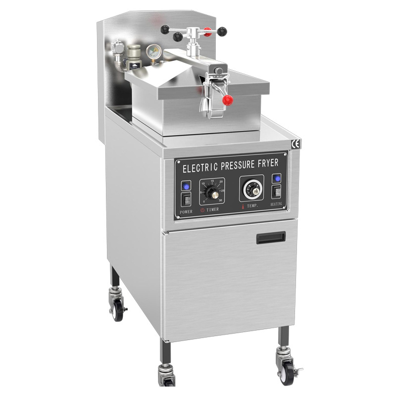 Freidora de pollo a presión estadounidense comercial con sistema de filtro de aceite freidora eléctrica de acero inoxidable estadounidense freidora de pollo a presión