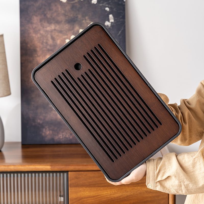 New Household Tea Tray Drainage Tray Tea Table Tea Basin Bamboo Rectangular Dry Bubble Drain Simple Kung Fu Tea Set