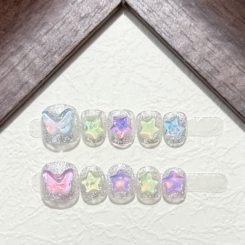 Children's Handmade Wearable Nails Dopamine Star Manicure Cute Cartoon Versatile Nail Decorations Wearable Nails Batch