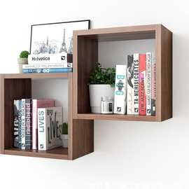 跨境木质置物架浮动隔板组合置物架客厅储物墙面装饰架画框展示架