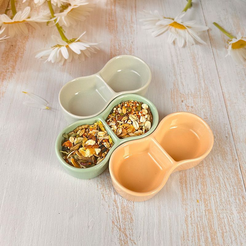 Parrot bowl hamster food basin non -staple food bowl mouse food bowl pet feed ceramic bowl gold silk bear feeder bird 4