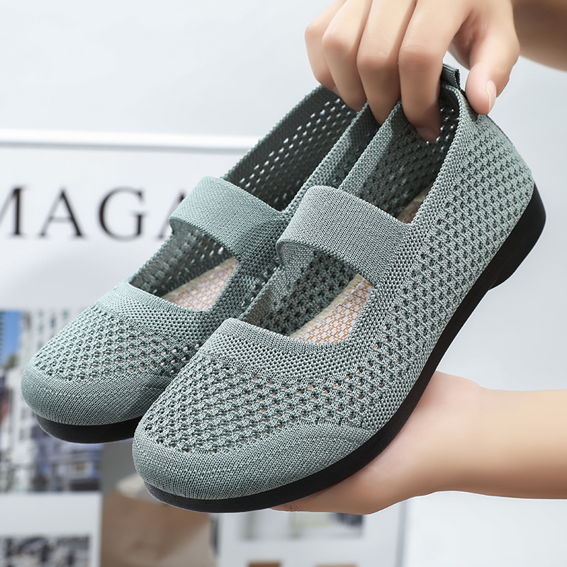 Zapatos mujer 2024 verano nuevo estilo de una pieza de pelo plano de fondo plano de tacón plano casual transpirable señoras hueca tejiendo zapatos de mujer