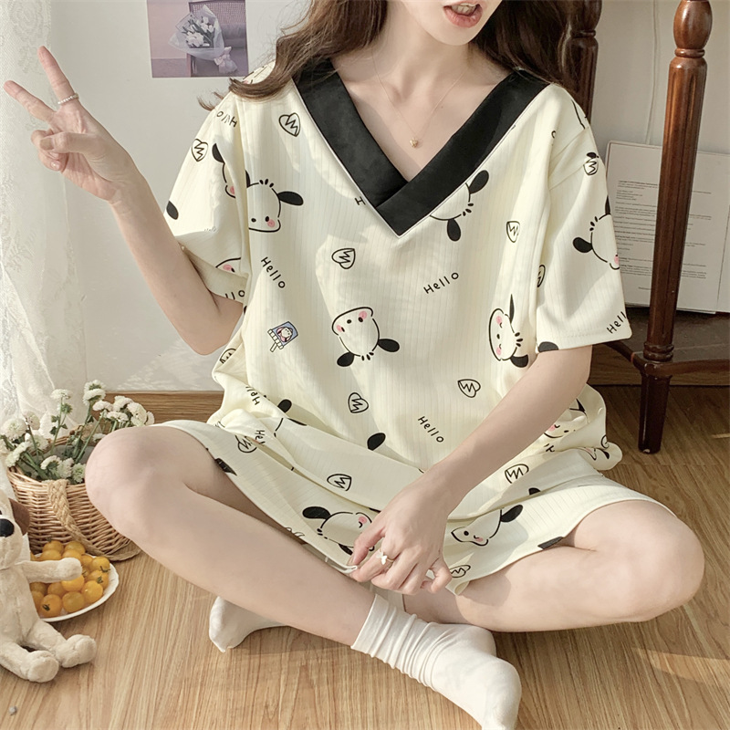 plus size 40.00 kg-150.00 kg Short-sleeved Two-piece Maternity Clothes Summer Maternity Clothes Postpartum Lactation Breastfeeding Pajamas