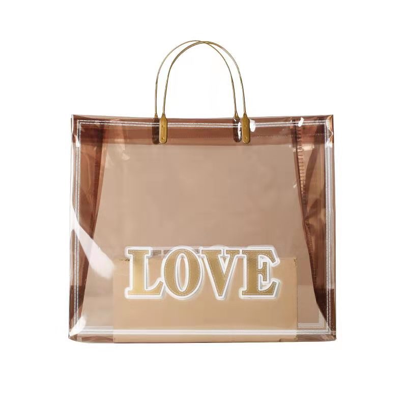 Bolso transparente de PVC bolsa de regalo tienda de ropa bolsa de plástico engrosada logotipo impreso bolsa de compras al por mayor image 6