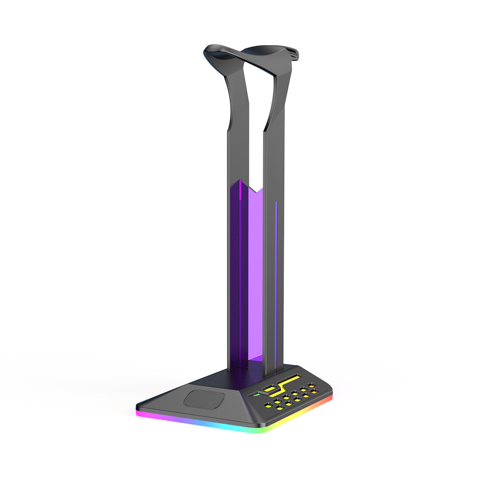 Soporte de auriculares RGB colorido, auricular que cambia de color, soporte de juego, soporte de exhibición de auriculares para juegos de deslumbramiento USBHUB dual