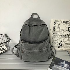 クロスボーダー純色デニムレトロリュックサックシンプルレディースリュックサック学生用アウトドア旅行カバン学生用カバン