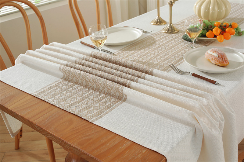 Nordic Vintage Geometric Diamond Tablecloth In White And Brown_voghion.com