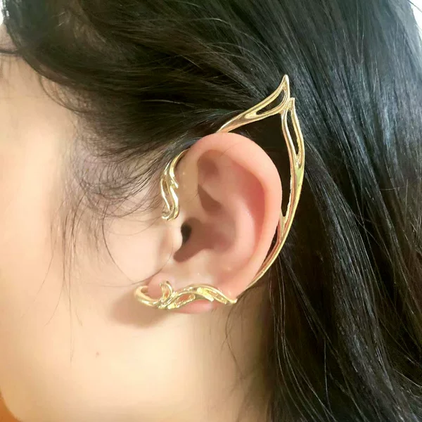 European and American Style Minimalist Personality Hollow Cat Ear Sweet Cool Contour Ear Clips Niche Non-Pierced Versatile Fairy Ear Hangings Earrings