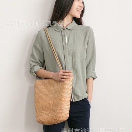 Factory grass woven bag beach bag for women, summer wheat grass bag, fashion casual bag, weaving craft bag