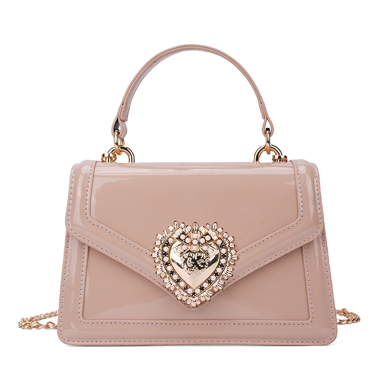 Bolso de cadena de textura transfronteriza 2025 nuevo bolso de amor bolso de hombro de sentido avanzado bolso de mensajero brillante de charol mujer