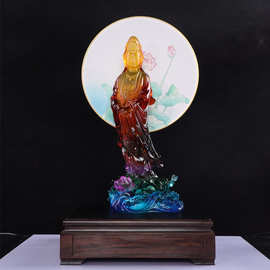 古法脱蜡琉璃佛像渐变款念珠观音菩萨灯工艺品万佛墙定制居家摆件