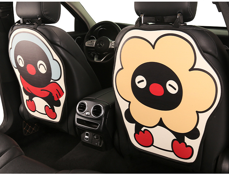 Penguin Cute Lady Cartoon Car Seat Back Anti-Kick Pad Universal Car Seat Anti-Stain Pad Anti-Dirt Pad for Back Seat