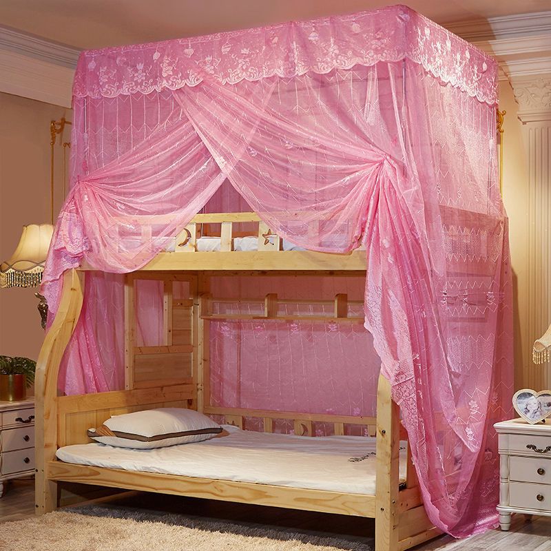 Bunk Bed Mosquito Net for Home Use, Double-Layer Integrated Full-Size with Bracket, Children's Bed Dormitory Encryption