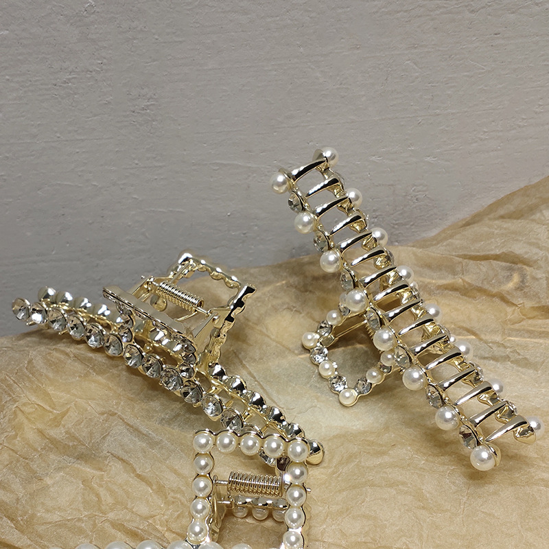Metal Pearl Rhinestone Hair Catch Clip display picture 8