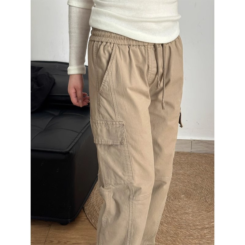 American Style Retro khaki Multi-Pocket Crowdwork Pants Men's Duffy Handsome Trendy Brand Pants Loose Straight-Leg Wide-Leg Casual Pants