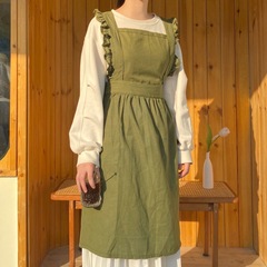 Foreign trade Korean version retro ruffled apron floral barista art smock milk tea barista manicure bib