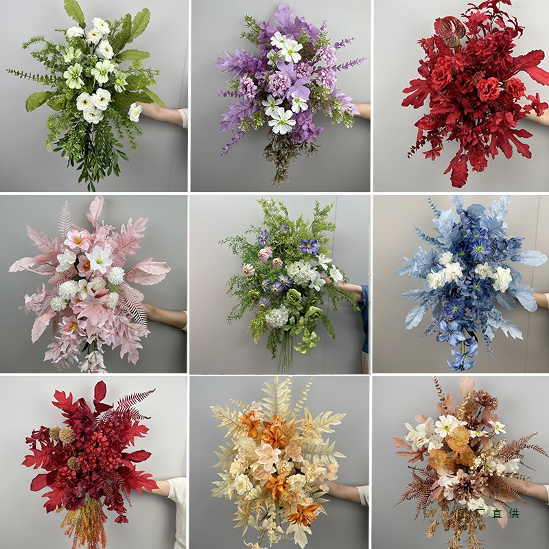婚庆仿真花花点婚礼布置排花路引花角花背景挂花迎宾装饰花艺长花