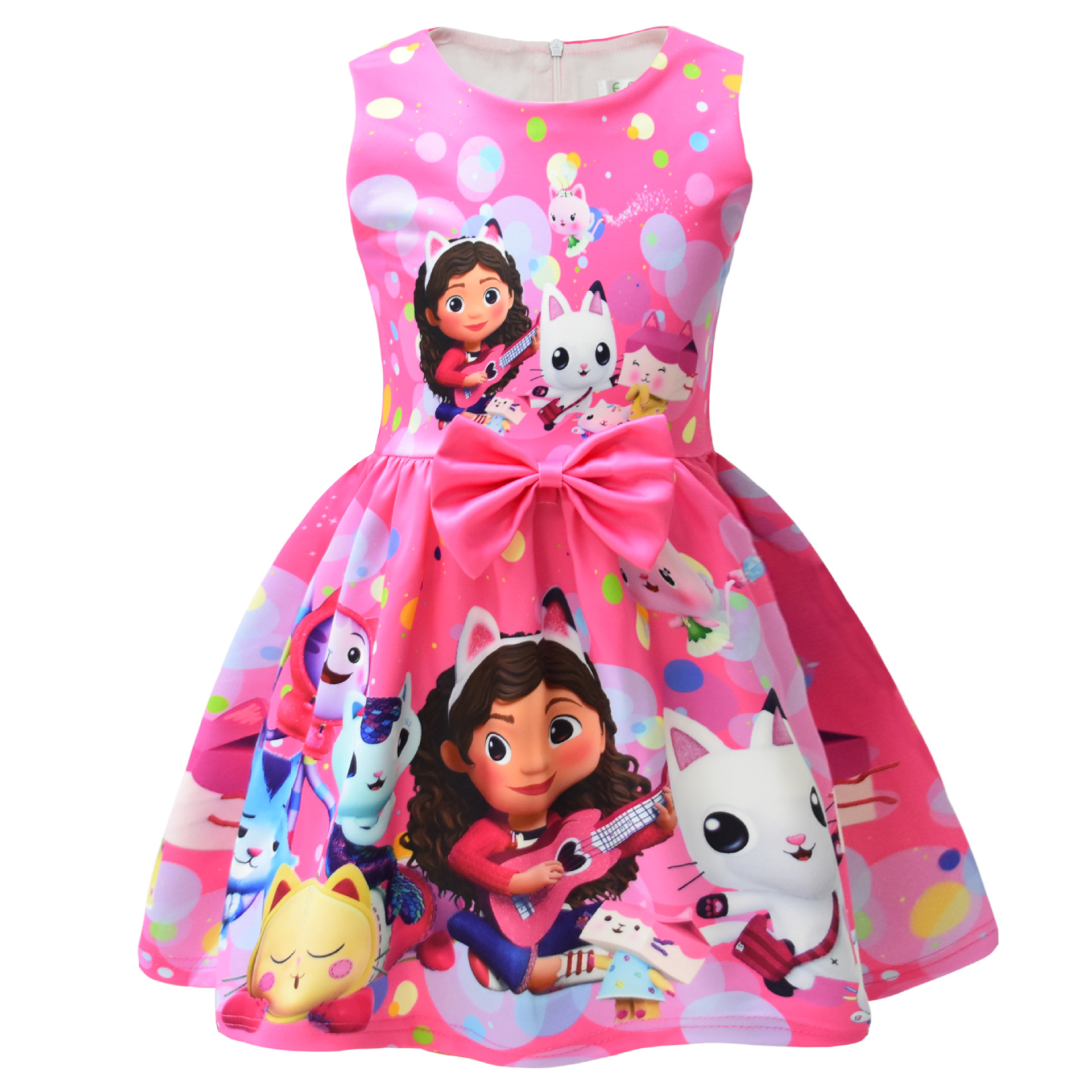 2023 European and American Cartoon Gaby Doll Digital Print Bow Children's Skirt Girls Dress 9238