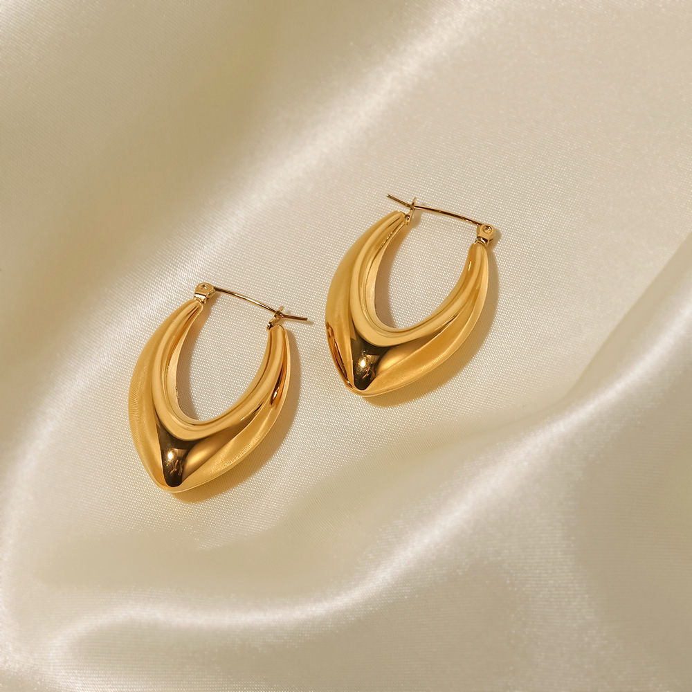 Fashion V Shape Stainless Steel Earrings Gold Plated Stainless Steel Earrings