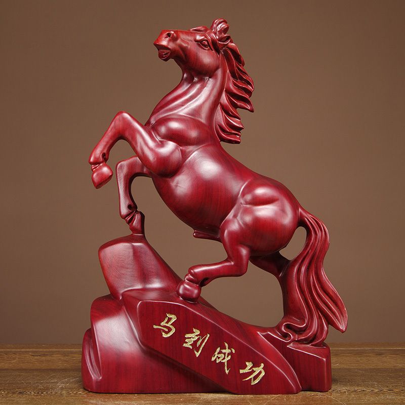 红花梨木雕马摆件实木雕刻工艺品马摆件木马摆件家居开业礼品
