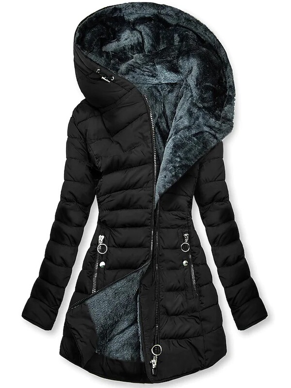 Amazon 冬暖かい毛皮の襟の綿の服の女性のジッパー長袖スリム綿の服のジャケットフード付きコート 9060|undefined