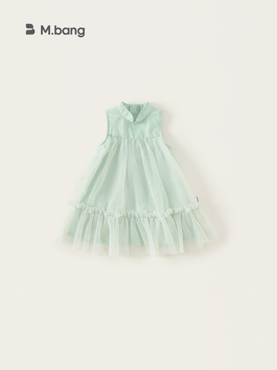 Youbao ropa para niños verano nuevo estilo falda de estilo nacional falda de rendimiento sin mangas para niñas traje Tang vestido de mariposa de malla para niños