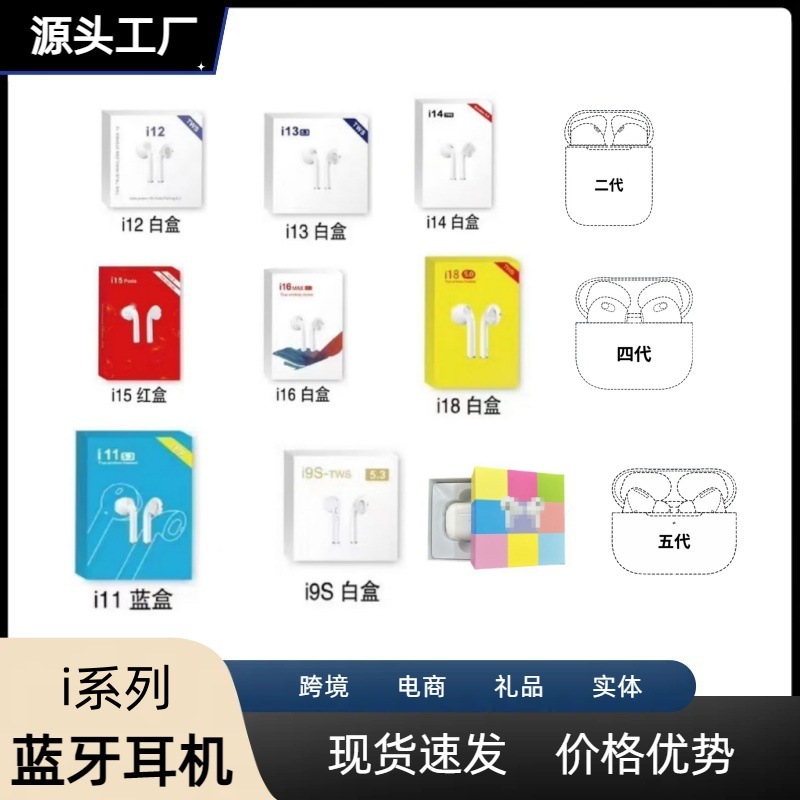 Huaqiangbei I12 Bluetooth Headset I9S I11 I13 I14 I15 I16 I18Tws Wireless Sports Headset