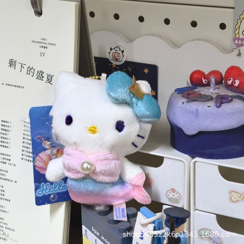 黑色草帽kitty帽宝宝挂件爱心扣公仔玩偶可爱赫本风挂饰钥匙扣|undefined